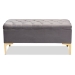Baxton Studio Valere Glam and Luxe Grey Velvet Fabric Upholstered Gold Finished Button Tufted Storage Ottoman - BSOWS-H68-GD-Grey Velvet/Gold-Otto