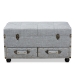 Baxton Studio Flynn Modern Transitional Grey Fabric Upholstered 2-Drawer Storage Trunk Ottoman - BSOJY19A416-Grey-Otto