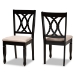 Baxton Studio Reneau Modern and Contemporary Sand Fabric Upholstered Espresso Brown Finished Wood 2-Piece Dining Chair Set