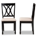 Baxton Studio Reneau Modern and Contemporary Sand Fabric Upholstered Espresso Brown Finished Wood 2-Piece Dining Chair Set - BSORH316C-Sand/Dark Brown-DC-2PK