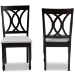 Baxton Studio Reneau Modern and Contemporary Grey Fabric Upholstered Espresso Brown Finished Wood 2-Piece Dining Chair Set - BSORH316C-Grey/Dark Brown-DC-2PK