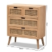 Baxton Studio Alina Mid-Century Modern Medium Oak Finished Wood and Rattan 4-Drawer Accent Storage Cabinet - BSOJY1902-Medium Oak-4DW-Cabinet