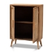 Baxton Studio Alina Mid-Century Modern Medium Oak Finished Wood and Rattan 2-Door Accent Storage Cabinet - BSOJY1904-Medium Oak-Cabinet