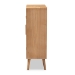 Baxton Studio Alina Mid-Century Modern Medium Oak Finished Wood and Rattan 2-Door Accent Storage Cabinet - BSOJY1904-Medium Oak-Cabinet