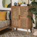 Baxton Studio Alina Mid-Century Modern Medium Oak Finished Wood and Rattan 2-Door Accent Storage Cabinet - BSOJY1904-Medium Oak-Cabinet