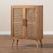 Baxton Studio Alina Mid-Century Modern Medium Oak Finished Wood and Rattan 2-Door Accent Storage Cabinet - BSOJY1904-Medium Oak-Cabinet