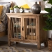 Baxton Studio Clement Rustic Transitional Medium Oak Finished 2-Door Wood Spindle Accent Storage Cabinet - BSOLD19A005-Medium Oak-Cabinet
