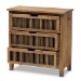 Baxton Studio Clement Rustic Transitional Medium Oak Finished 3-Drawer Wood Spindle Storage Cabinet - BSOLD19A007-Medium Oak-3DW-Cabinet