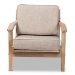 Baxton Studio Sigrid Mid-Century Modern Light Grey Fabric Upholstered Antique Oak Finished Wood Armchair - BSOSigrid-Light Grey/Antique Oak-CC