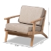 Baxton Studio Sigrid Mid-Century Modern Light Grey Fabric Upholstered Antique Oak Finished Wood Armchair - BSOSigrid-Light Grey/Antique Oak-CC
