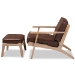 Baxton Studio Sigrid Mid-Century Modern Dark Brown Faux Leather Effect Fabric Upholstered Antique Oak Finished 2-Piece Wood Armchair and Ottoman Set - BSOSigrid-Dark Brown/Antique Oak-2PC Set