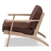 Baxton Studio Sigrid Mid-Century Modern Dark Brown Faux Leather Effect Fabric Upholstered Antique Oak Finished Wood Armchair - BSOSigrid-Dark Brown/Antique Oak-CC