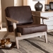 Baxton Studio Sigrid Mid-Century Modern Dark Brown Faux Leather Effect Fabric Upholstered Antique Oak Finished Wood Armchair - BSOSigrid-Dark Brown/Antique Oak-CC