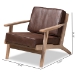 Baxton Studio Sigrid Mid-Century Modern Dark Brown Faux Leather Effect Fabric Upholstered Antique Oak Finished Wood Armchair - BSOSigrid-Dark Brown/Antique Oak-CC