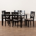 Baxton Studio Lenoir Modern and Contemporary Sand Fabric Upholstered Espresso Brown Finished Wood 7-Piece Dining Set - BSORH315C-Sand/Dark Brown-7PC Dining Set