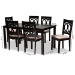Baxton Studio Lenoir Modern and Contemporary Sand Fabric Upholstered Espresso Brown Finished Wood 7-Piece Dining Set - BSORH315C-Sand/Dark Brown-7PC Dining Set