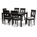 Baxton Studio Lenoir Modern and Contemporary Grey Fabric Upholstered Espresso Brown Finished Wood 7-Piece Dining Set - BSORH315C-Grey/Dark Brown-7PC Dining Set