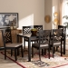 Baxton Studio Caron Modern and Contemporary Sand Fabric Upholstered Espresso Brown Finished Wood 7-Piece Dining Set - BSORH317C-Sand/Dark Brown-7PC Dining Set