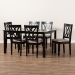 Baxton Studio Reneau Modern and Contemporary Sand Fabric Upholstered Espresso Brown Finished Wood 7-Piece Dining Set - BSORH316C-Sand/Dark Brown-7PC Dining Set