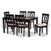 Baxton Studio Reneau Modern and Contemporary Sand Fabric Upholstered Espresso Brown Finished Wood 7-Piece Dining Set - BSORH316C-Sand/Dark Brown-7PC Dining Set