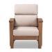 Baxton Studio Charlotte Modern Classic Mission Style Taupe Fabric Upholstered Walnut Brown Finished Wood 1-Seater Lounge Chair - BSOSW3513-Taupe/Walnut-M17-CC
