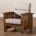 Baxton Studio Charlotte Modern Classic Mission Style Taupe Fabric Upholstered Walnut Brown Finished Wood 1-Seater Lounge Chair - BSOSW3513-Taupe/Walnut-M17-CC