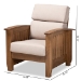 Baxton Studio Charlotte Modern Classic Mission Style Taupe Fabric Upholstered Walnut Brown Finished Wood 1-Seater Lounge Chair - BSOSW3513-Taupe/Walnut-M17-CC