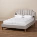 Baxton Studio Adelie Modern Glam Light Grey Velvet Fabric Upholstered Walnut Brown Finished Wood King Size Wingback Platform Bed - BSOBBT6928-Light Grey Velvet/Walnut-King