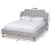 Baxton Studio Adelie Modern Glam Light Grey Velvet Fabric Upholstered Walnut Brown Finished Wood King Size Wingback Platform Bed - BSOBBT6928-Light Grey Velvet/Walnut-King