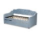 Baxton Studio Freda Traditional and Transitional Light Blue Velvet Fabric Upholstered and Button Tufted Twin Size Daybed with Trundle - BSOFreda-Light Blue Velvet-Daybed-T/T