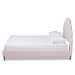 Baxton Studio Odille Modern Glam Light Pink Velvet Upholstered Walnut Brown Finished Wood Queen Size Seashell Shaped Platform Bed - BSOBBT6897-Light Pink Velvet/Walnut-Queen