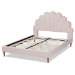 Baxton Studio Odille Modern Glam Light Pink Velvet Upholstered Walnut Brown Finished Wood Queen Size Seashell Shaped Platform Bed - BSOBBT6897-Light Pink Velvet/Walnut-Queen