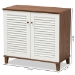 Baxton Studio Coolidge Modern and Contemporary White and Walnut Finished 4-Shelf Wood Shoe Storage Cabinet - BSOFP-01LV-Walnut/White