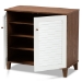 Baxton Studio Coolidge Modern and Contemporary White and Walnut Finished 4-Shelf Wood Shoe Storage Cabinet - BSOFP-01LV-Walnut/White