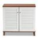 Baxton Studio Coolidge Modern and Contemporary White and Walnut Finished 4-Shelf Wood Shoe Storage Cabinet - BSOFP-01LV-Walnut/White