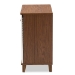 Baxton Studio Coolidge Modern and Contemporary White and Walnut Finished 4-Shelf Wood Shoe Storage Cabinet - BSOFP-01LV-Walnut/White