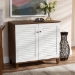 Baxton Studio Coolidge Modern and Contemporary White and Walnut Finished 4-Shelf Wood Shoe Storage Cabinet - BSOFP-01LV-Walnut/White