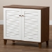 Baxton Studio Coolidge Modern and Contemporary White and Walnut Finished 4-Shelf Wood Shoe Storage Cabinet - BSOFP-01LV-Walnut/White