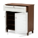 Baxton Studio Coolidge Modern and Contemporary White and Walnut Finished 4-Shelf Wood Shoe Storage Cabinet with Drawer - BSOFP-02LV-Walnut/White