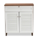 Baxton Studio Coolidge Modern and Contemporary White and Walnut Finished 4-Shelf Wood Shoe Storage Cabinet with Drawer - BSOFP-02LV-Walnut/White