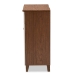 Baxton Studio Coolidge Modern and Contemporary White and Walnut Finished 4-Shelf Wood Shoe Storage Cabinet with Drawer - BSOFP-02LV-Walnut/White