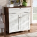 Baxton Studio Coolidge Modern and Contemporary White and Walnut Finished 4-Shelf Wood Shoe Storage Cabinet with Drawer - BSOFP-02LV-Walnut/White