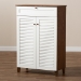 Baxton Studio Coolidge Modern and Contemporary White and Walnut Finished 5-Shelf Wood Shoe Storage Cabinet with Drawer - BSOFP-03LV-Walnut/White