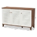 Baxton Studio Coolidge Modern and Contemporary Walnut Finished 8-Shelf Wood Shoe Storage Cabinet - BSOFP-04LV-Walnut/White