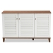 Baxton Studio Coolidge Modern and Contemporary Walnut Finished 8-Shelf Wood Shoe Storage Cabinet - BSOFP-04LV-Walnut/White