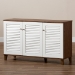 Baxton Studio Coolidge Modern and Contemporary Walnut Finished 8-Shelf Wood Shoe Storage Cabinet - BSOFP-04LV-Walnut/White