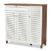 Baxton Studio Coolidge Modern and Contemporary Walnut Finished 11-Shelf Wood Shoe Storage Cabinet with Drawer