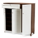Baxton Studio Coolidge Modern and Contemporary Walnut Finished 11-Shelf Wood Shoe Storage Cabinet with Drawer - BSOFP-05LV-Walnut/White