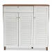 Baxton Studio Coolidge Modern and Contemporary Walnut Finished 11-Shelf Wood Shoe Storage Cabinet with Drawer - BSOFP-05LV-Walnut/White