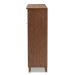 Baxton Studio Coolidge Modern and Contemporary Walnut Finished 11-Shelf Wood Shoe Storage Cabinet with Drawer - BSOFP-05LV-Walnut/White
